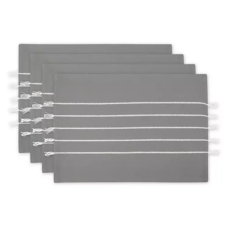 Kirklands Home Table Linens|and White Striped Placemats, Set of 4 Gray