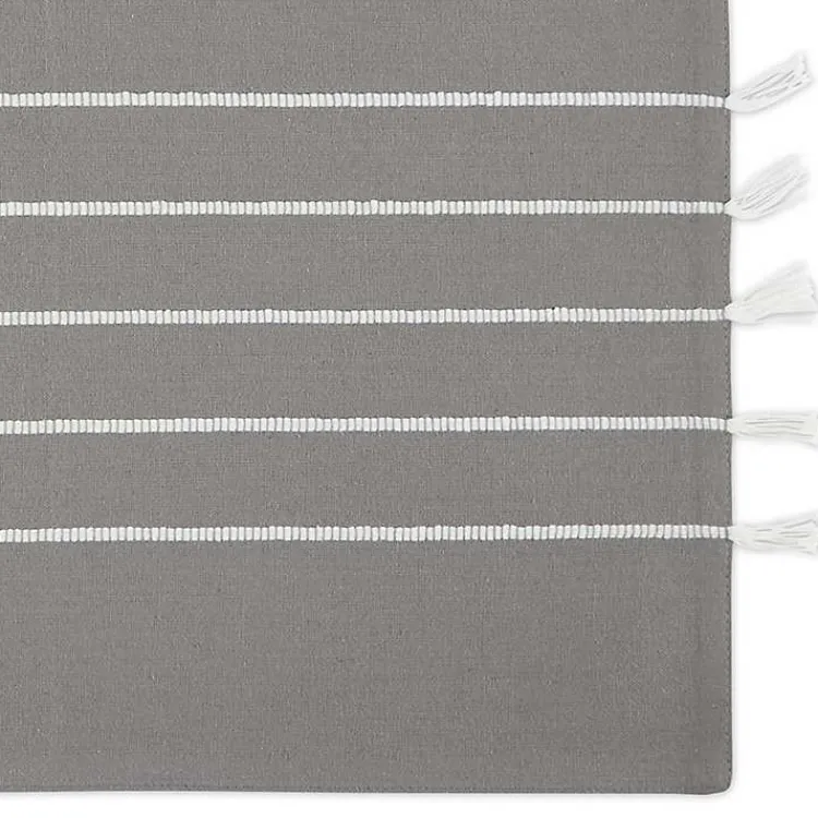 Kirklands Home Table Linens|and White Striped Placemats, Set of 4 Gray