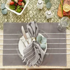 Kirklands Home Table Linens|and White Striped Placemats, Set of 4 Gray