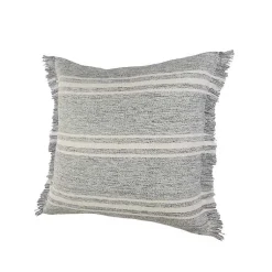 Kirklands Home Outdoor Cushions & Pillows|Gray and White Triple Stripe Outdoor Pillow