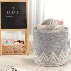 Sale Gray and White Tuft Peaks Storage Basket Baskets & Boxes