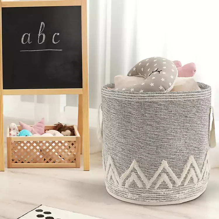 Sale Gray and White Tuft Peaks Storage Basket Baskets & Boxes