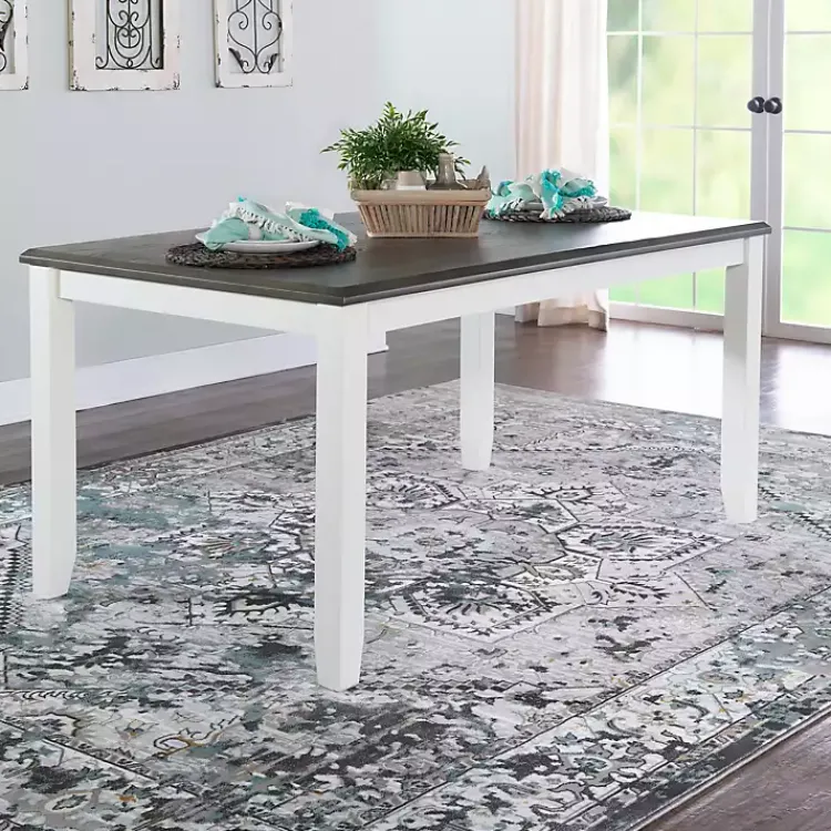 Kirklands Home Dining Tables|Gray and White Two-Toned Wood Dining Table