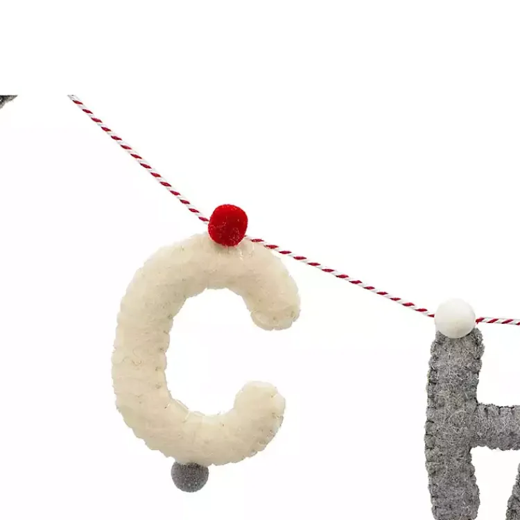 New Gray and White Wool Merry Christmas Banner Christmas Art & Wall Decor