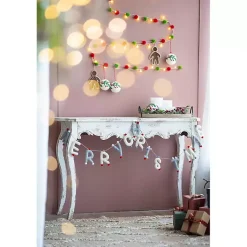 New Gray and White Wool Merry Christmas Banner Christmas Art & Wall Decor