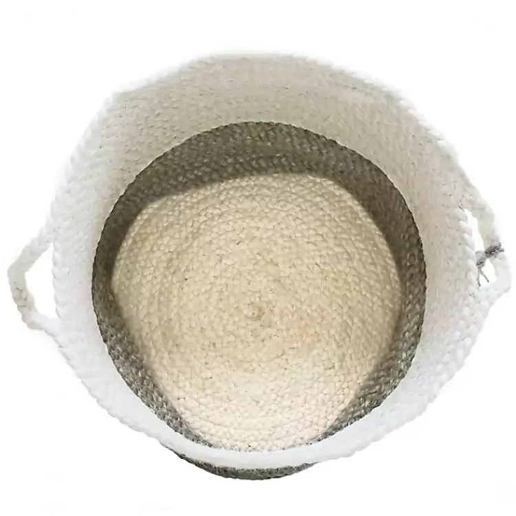 Gray and White Woven Basket with Tassel, 17 in. Baskets & Boxes