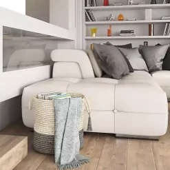 Gray and White Woven Basket with Tassel, 17 in. Baskets & Boxes