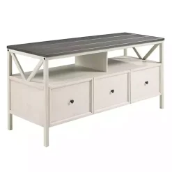 Kirklands Home Tv Stands & Media Consoles|Gray and Whitewashed Wood 3-Drawer Media Cabinet