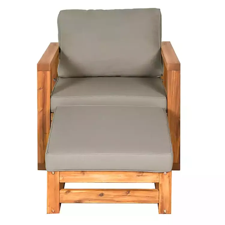 Kirklands Home Outdoor Seating|Gray and Wood 2-pc. Outdoor Chair and Ottoman Set