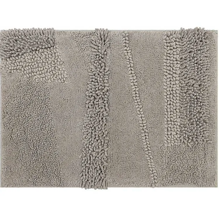 Kirklands Home Bathroom Rugs|Asymmetrical Cotton Bath Mat, 34 in. Gray
