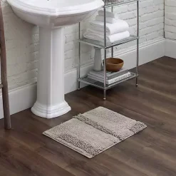 Kirklands Home Bathroom Rugs|Asymmetrical Cotton Bath Mat, 34 in. Gray