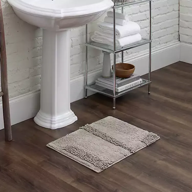 Kirklands Home Bathroom Rugs|Asymmetrical Cotton Bath Mat, 34 in. Gray