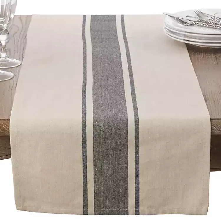 Kirklands Home Table Linens|Gray Banded Stripe Table Runner