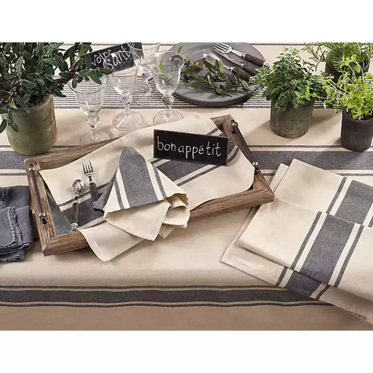 Kirklands Home Table Linens|Gray Banded Stripe Table Runner