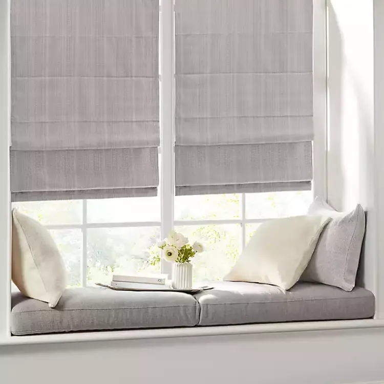 Kirklands Home Curtains & Drapes|Basketweave Cordless Roman Shade, 27 in. Gray