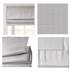 Kirklands Home Curtains & Drapes|Basketweave Cordless Roman Shade, 27 in. Gray