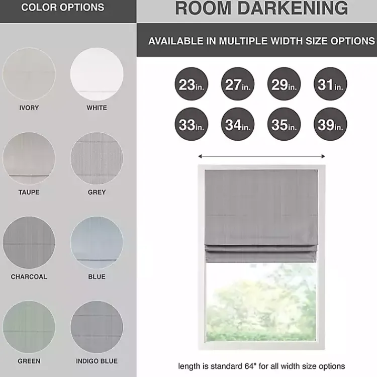 Kirklands Home Curtains & Drapes|Basketweave Cordless Roman Shade, 33 in. Gray