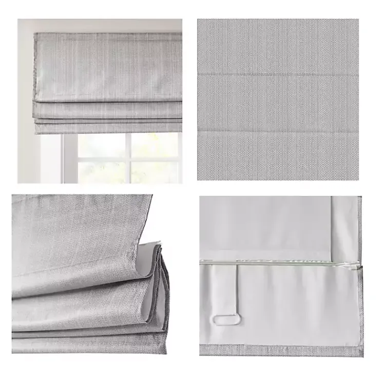Kirklands Home Curtains & Drapes|Basketweave Cordless Roman Shade, 35 in. Gray