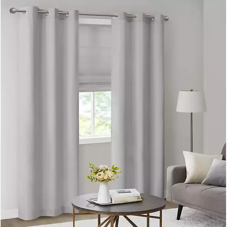 Kirklands Home Curtains & Drapes|Basketweave Curtain Panel Set, 84 in Gray