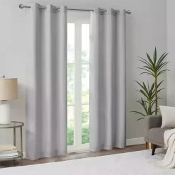 Kirklands Home Curtains & Drapes|Basketweave Curtain Panel Set, 84 in Gray