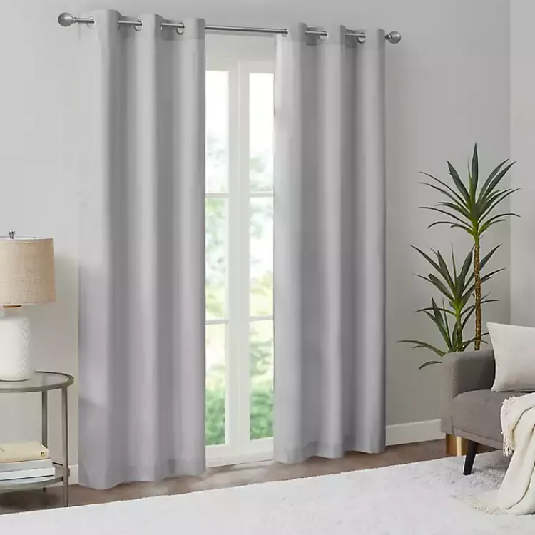 Kirklands Home Curtains & Drapes|Basketweave Curtain Panel Set, 84 in Gray