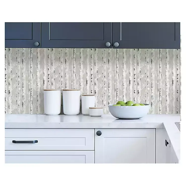 Kirklands Home Wall Murals & Wallpaper|Birch Peel & Stick Wallpaper Gray