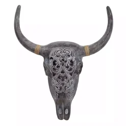 Kirklands Home Wall Plaques|Bohemian Bull Wall Plaque Gray