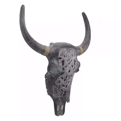 Kirklands Home Wall Plaques|Bohemian Bull Wall Plaque Gray
