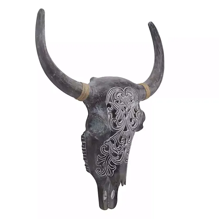 Kirklands Home Wall Plaques|Bohemian Bull Wall Plaque Gray