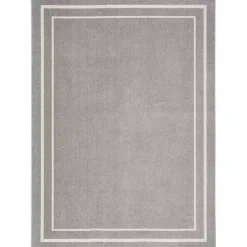 Kirklands Home Outdoor Rugs|Gray Bordered Indoor/Outdoor Area Rug, 6x9