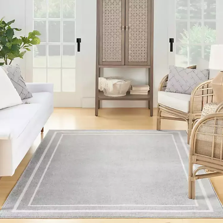 Kirklands Home Outdoor Rugs|Gray Bordered Indoor/Outdoor Area Rug, 6x9