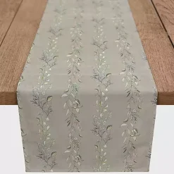 Kirklands Home Table Linens|Botanical Vines Table Runner, 72 in. Gray