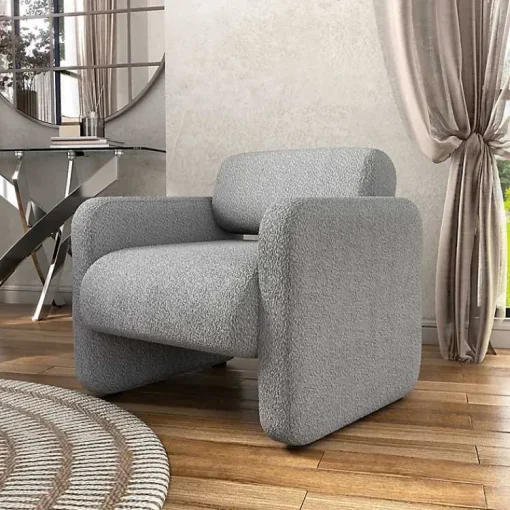 Kirklands Home Accent Chairs|Boucle Modern Accent Chair Gray