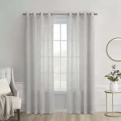 Kirklands Home Curtains & Drapes|Boucle Sheer Single Curtain Panel, 63 in. Gray