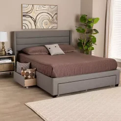 Kirklands Home Beds & Headboards|Braylon Upholstered 3-Drawer Full Bed Gray