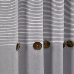 Kirklands Home Curtains & Drapes|Gray Button and Stripe Curtain Panel Set, 95 in.
