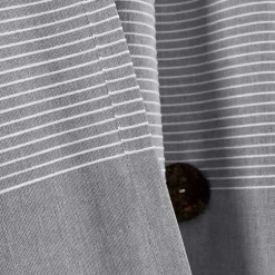 Kirklands Home Curtains & Drapes|Gray Button and Stripe Curtain Panel Set, 95 in.