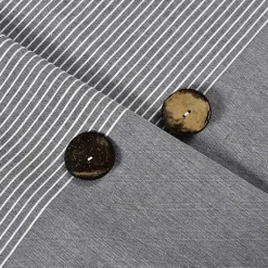 Kirklands Home Shower Curtains|Button and Stripe Shower Curtain Gray