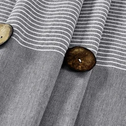 Kirklands Home Shower Curtains|Button and Stripe Shower Curtain Gray