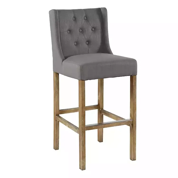Kirklands Home Bar Stools & Counter Height Stools|Button Tufted Kia Barstool Gray