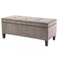 Kirklands Home Benches & Ottomans|Button Tufted Storage Bench Gray
