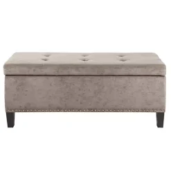 Kirklands Home Benches & Ottomans|Button Tufted Storage Bench Gray