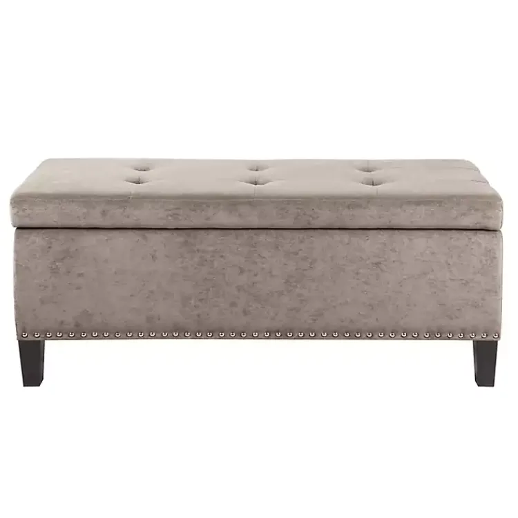 Kirklands Home Benches & Ottomans|Button Tufted Storage Bench Gray
