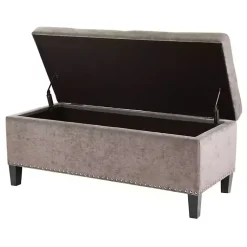 Kirklands Home Benches & Ottomans|Button Tufted Storage Bench Gray