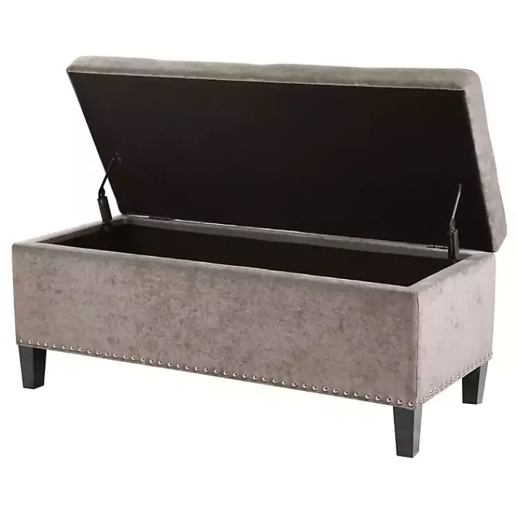 Kirklands Home Benches & Ottomans|Button Tufted Storage Bench Gray