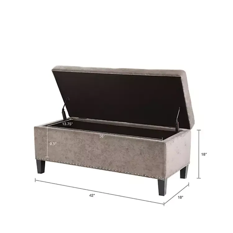 Kirklands Home Benches & Ottomans|Button Tufted Storage Bench Gray