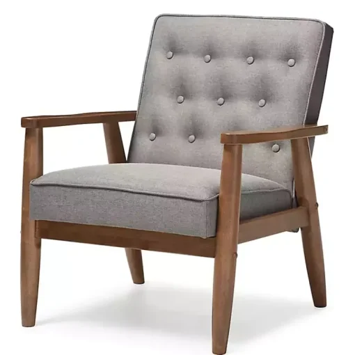 Kirklands Home Accent Chairs|Button-Tufted Sawyer Accent Chair Gray
