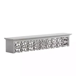 Kirklands Home Shelves|Gray Carved Floral Decorative Wall Shelf