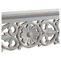 Kirklands Home Shelves|Gray Carved Floral Decorative Wall Shelf