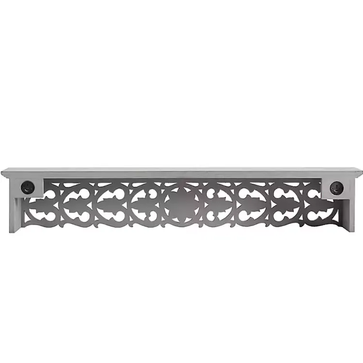 Kirklands Home Shelves|Gray Carved Floral Decorative Wall Shelf